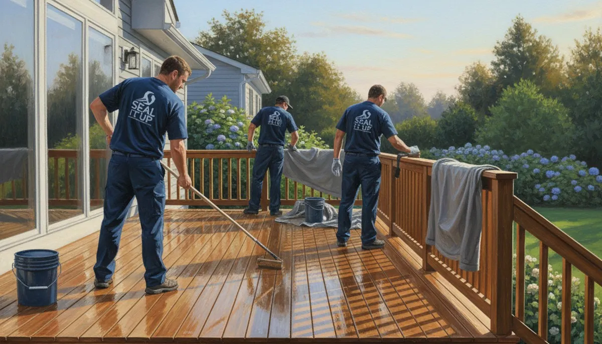 Deck sealing service in Los Angeles, CA protecting wood decks from UV and moisture