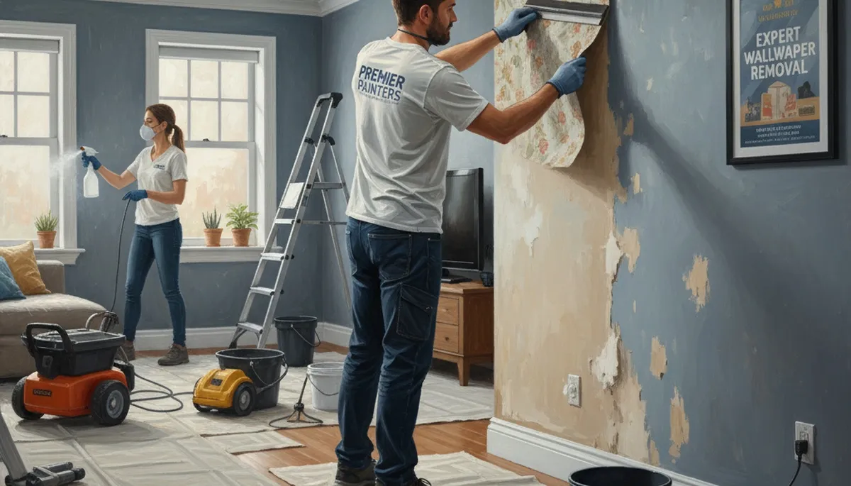 Los Angeles wallpaper removal service preparing walls for a smooth new paint finish